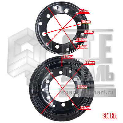 Диск колесный Yale GDP20-30RK/TK (6.50-10)