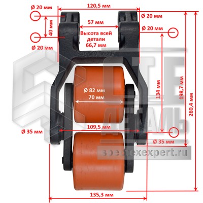 Вилка грузового колеса Jungheinrich EJE230/SRE120 в сборе (тандем)